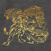 Tiger And Dragon Yin Yang Tattoo Style Gold Print Vector Backpack