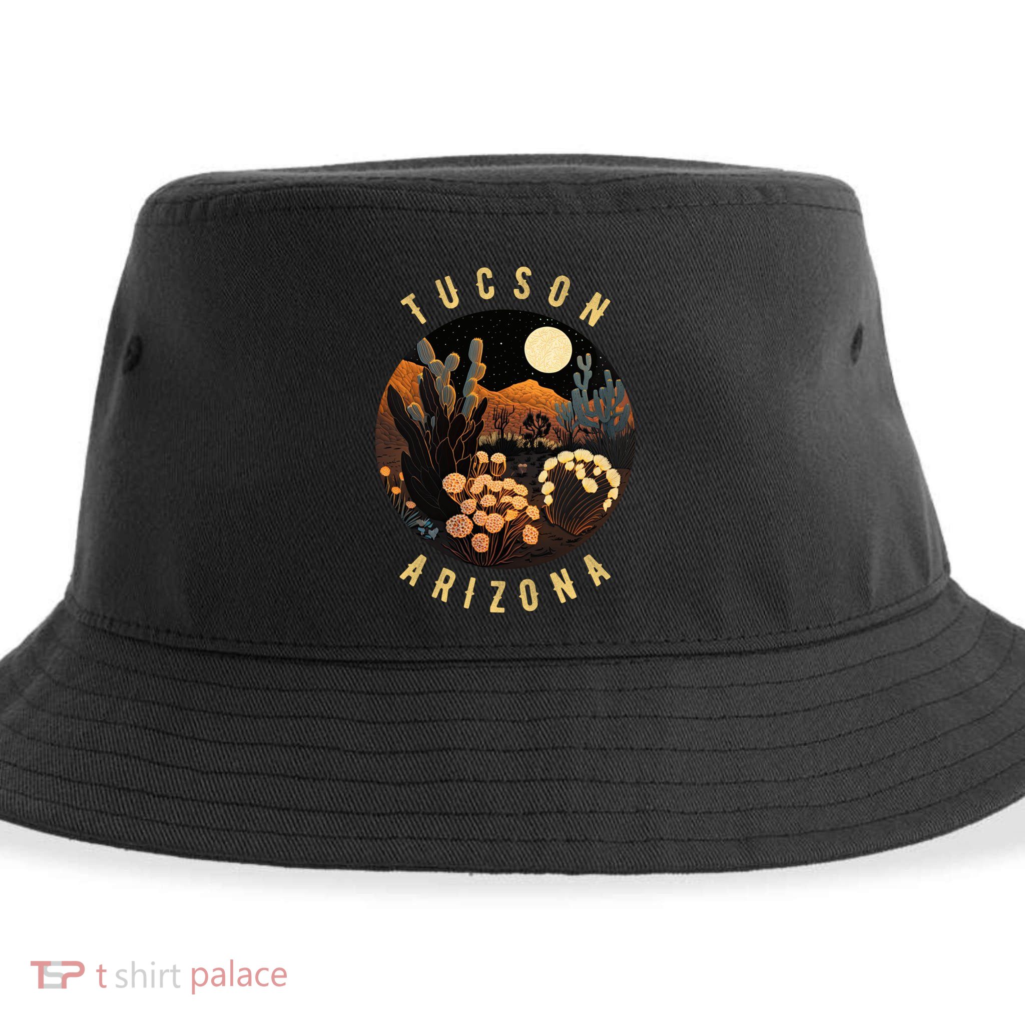 Tucson Arizona Desert At Night Painting Gift Sustainable Bucket Hat