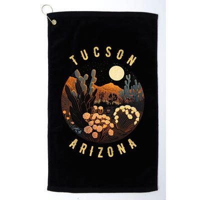Tucson Arizona Desert At Night Painting Gift Golf Towel