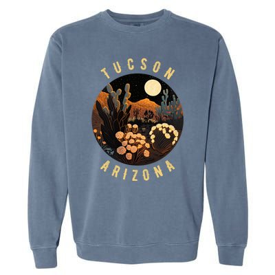 Tucson Arizona Desert At Night Painting Gift Garment-Dyed Sweatshirt