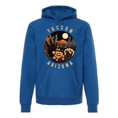 Tucson Arizona Desert At Night Painting Gift Premium Hoodie