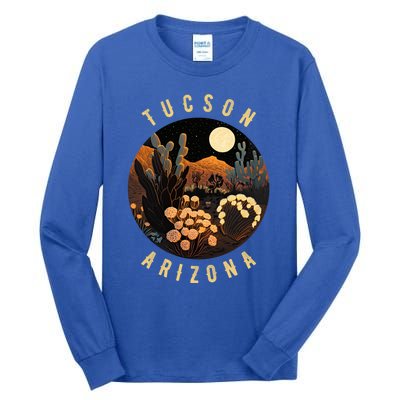 Tucson Arizona Desert At Night Painting Gift Tall Long Sleeve T-Shirt