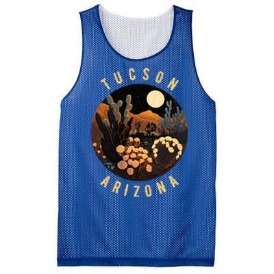 Tucson Arizona Desert At Night Painting Gift Mesh Reversible Basketball Jersey Tank