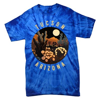 Tucson Arizona Desert At Night Painting Gift Tie-Dye T-Shirt