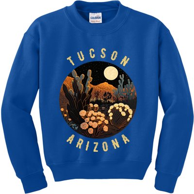Tucson Arizona Desert At Night Painting Gift Kids Sweatshirt