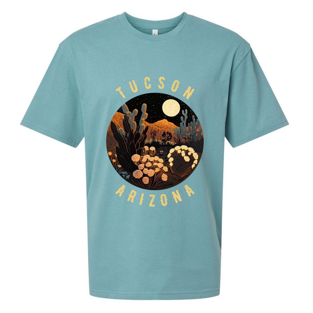 Tucson Arizona Desert At Night Painting Gift Sueded Cloud Jersey T-Shirt