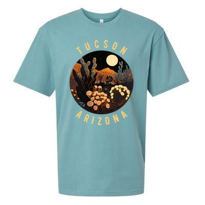 Tucson Arizona Desert At Night Painting Gift Sueded Cloud Jersey T-Shirt