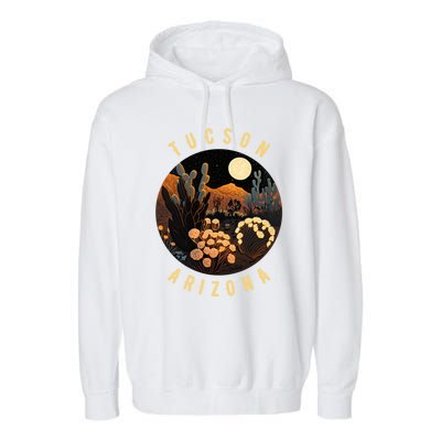 Tucson Arizona Desert At Night Painting Gift Garment-Dyed Fleece Hoodie