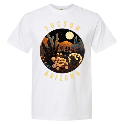 Tucson Arizona Desert At Night Painting Gift Garment-Dyed Heavyweight T-Shirt