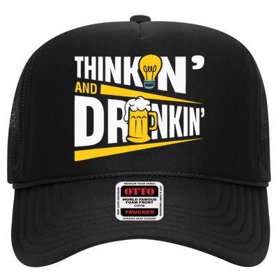 Thinkin And Drinkin | Pub Quiz Game | Trivia Night High Crown Mesh Back Trucker Hat