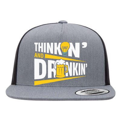 Thinkin And Drinkin | Pub Quiz Game | Trivia Night Flat Bill Trucker Hat