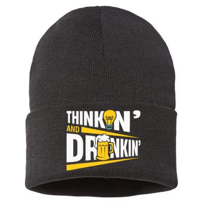 Thinkin And Drinkin | Pub Quiz Game | Trivia Night Sustainable Knit Beanie