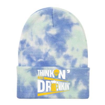 Thinkin And Drinkin | Pub Quiz Game | Trivia Night Tie Dye 12in Knit Beanie