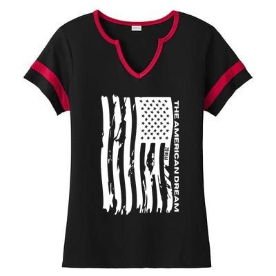 The American Dream Usa American Flag Patriotic Apparel Proudly Patriotic Ladies Halftime Notch Neck Tee