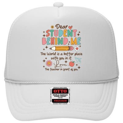 Teacher Appreciation Dear Students Behind Me On Back High Crown Mesh Back Trucker Hat