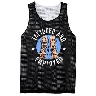 Tattooed And Employed Tattoo Lover Tattooing Ink Junkie Mesh Reversible Basketball Jersey Tank