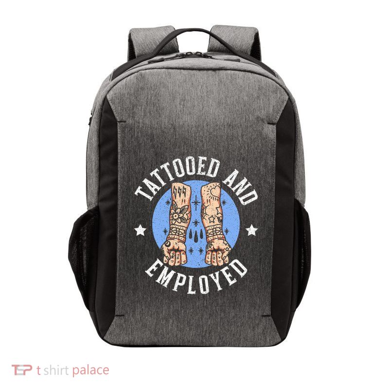 Tattooed And Employed Tattoo Lover Tattooing Ink Junkie Vector Backpack