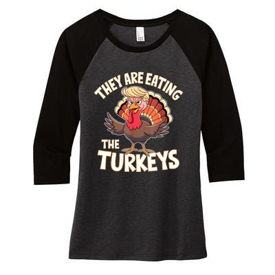 They Are Eating The Turkeys Thanksgiving Humor Women's Tri-Blend 3/4-Sleeve Raglan Shirt