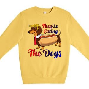 They Are Eating The Dogs Meme Dachshund Donald Trump Debate Premium Crewneck Sweatshirt