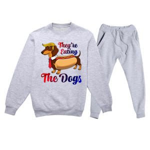 They Are Eating The Dogs Meme Dachshund Donald Trump Debate Premium Crewneck Sweatsuit Set