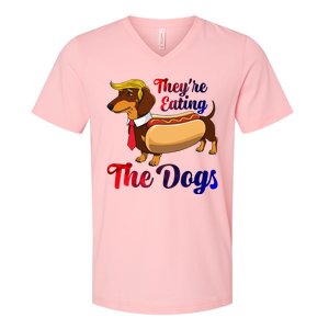 They Are Eating The Dogs Meme Dachshund Donald Trump Debate V-Neck T-Shirt