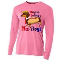 They Are Eating The Dogs Meme Dachshund Donald Trump Debate Cooling Performance Long Sleeve Crew