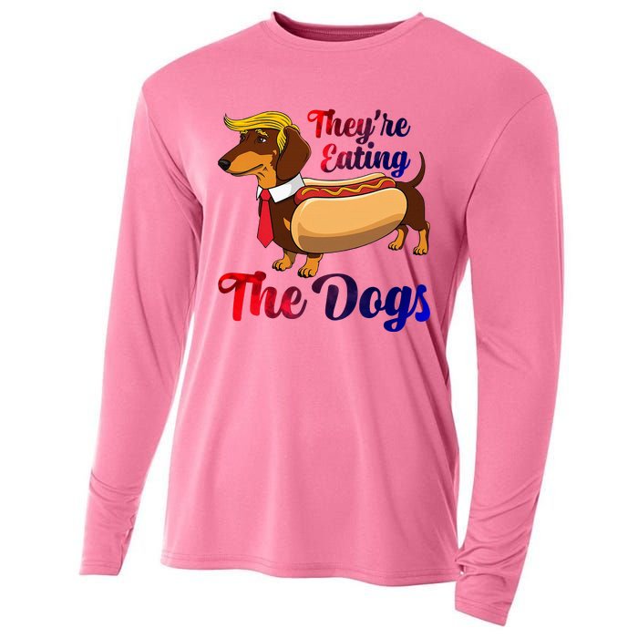 They Are Eating The Dogs Meme Dachshund Donald Trump Debate Cooling Performance Long Sleeve Crew