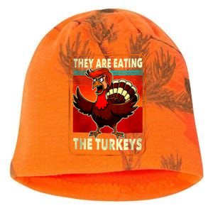 They Are Eating Turkey Funny Donald Trump Thanksgiving Kati - Camo Knit Beanie