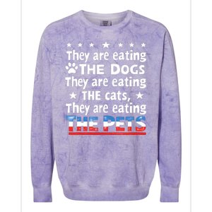 They Are Eating The Dogs The Cats The Pets Funny Trump Colorblast Crewneck Sweatshirt