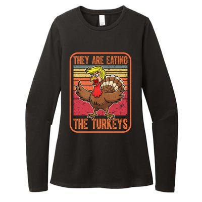 They Are Eating The Turkeys Tnaksgiving Funny Trump Kamala Gift Womens CVC Long Sleeve Shirt