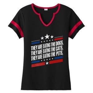 They Are Eating The Dogs The Cats The Pets Funny Trump Ladies Halftime Notch Neck Tee