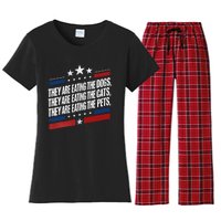 They Are Eating The Dogs The Cats The Pets Funny Trump Women's Flannel Pajama Set