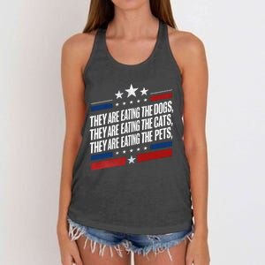 They Are Eating The Dogs The Cats The Pets Funny Trump Women's Knotted Racerback Tank