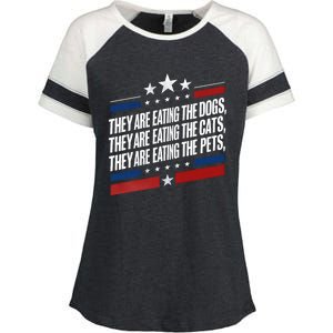 They Are Eating The Dogs The Cats The Pets Funny Trump Enza Ladies Jersey Colorblock Tee