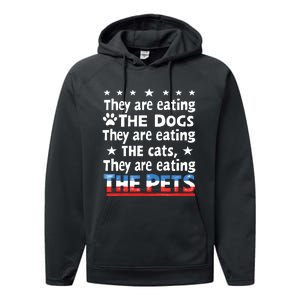 They Are Eating The Dogs The Cats The Pets Funny Trump And Kamala Debate Performance Fleece Hoodie