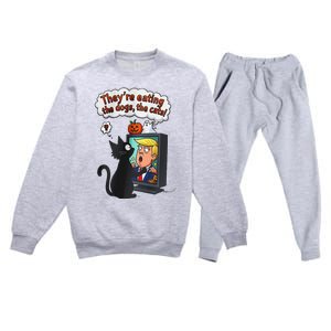 They Are Eating The Dogs The Cats Quote Premium Crewneck Sweatsuit Set