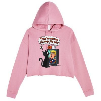 They Are Eating The Dogs The Cats Quote Crop Fleece Hoodie