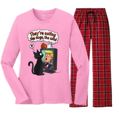 They Are Eating The Dogs The Cats Quote Women's Long Sleeve Flannel Pajama Set 