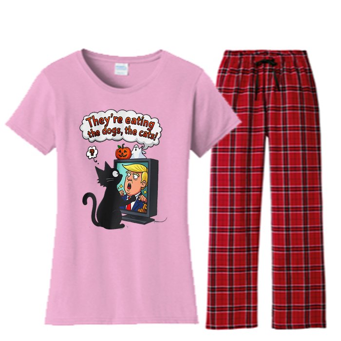 They Are Eating The Dogs The Cats Quote Women's Flannel Pajama Set