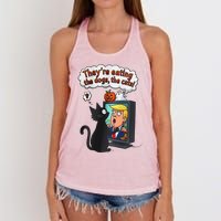 They Are Eating The Dogs The Cats Quote Women's Knotted Racerback Tank