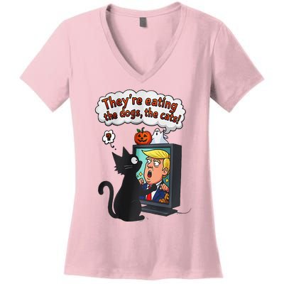 They Are Eating The Dogs The Cats Quote Women's V-Neck T-Shirt