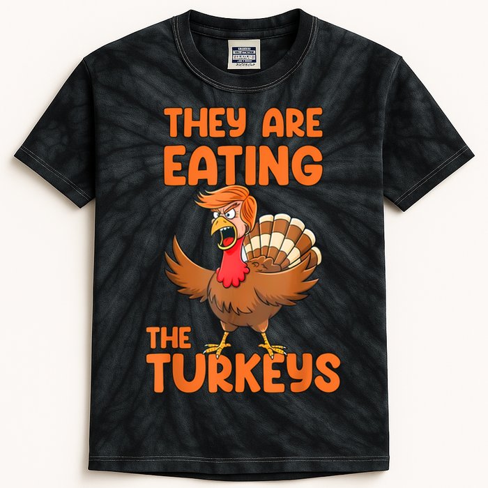 They Are Eating The Turkeys Funny Thankgiving Turkey Kids Tie-Dye T-Shirt