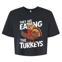 They Are Eating The Turkeys Thanksgiving Humor Bella+Canvas Jersey Crop Tee