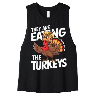 They Are Eating The Turkeys Thanksgiving Humor Women's Racerback Cropped Tank