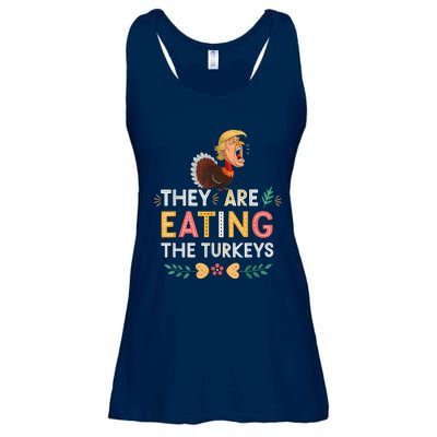 They Are Eating The Turkeys Funny Thankgiving Turkey Ladies Essential Flowy Tank