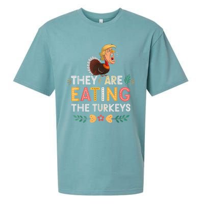 They Are Eating The Turkeys Funny Thankgiving Turkey Sueded Cloud Jersey T-Shirt