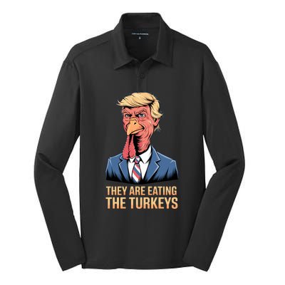 They Are Eating The Turkeys Silk Touch Performance Long Sleeve Polo