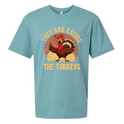 They Are Eating The Turkeys Thanksgiving Trump Humor Kamala Sueded Cloud Jersey T-Shirt