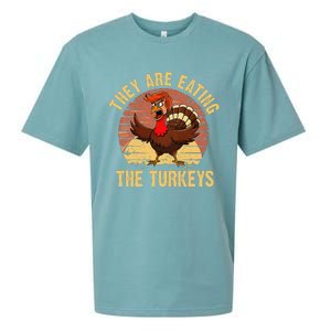 They Are Eating The Turkeys Thanksgiving Trump Humor Kamala Sueded Cloud Jersey T-Shirt