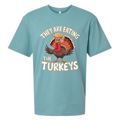 They Are Eating The Turkeys Thanksgiving Humor Sueded Cloud Jersey T-Shirt